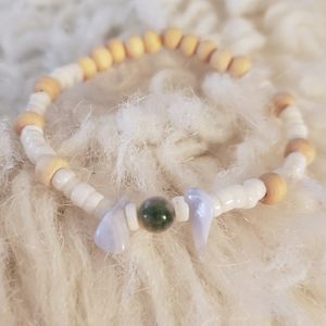 Bohemian Jasper, Howlite, Puka Shell and Wood Beaded Bracelet